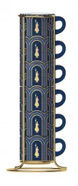 Espresso csésze szett állvánnyal 6db-os Deco Glamour, kék (FW2022059)